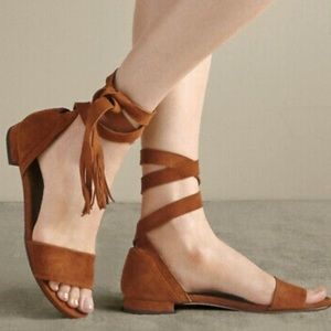 Stuart Weitzman Corbata Suede lace up sandal